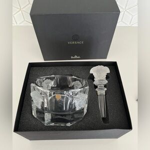 VERSACE ROSENTHAL Medusa Lumiere Crystal Bottle Coaster & Stopper Set Iconic